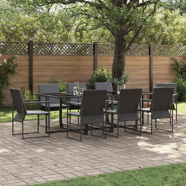 vidaXL Ensemble de salle à manger pour jardin 9 pcs Noir Acier