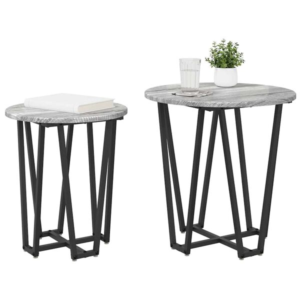 vidaXL Ensemble de tables d'appoint 2 pcs Gris Sonoma et noir