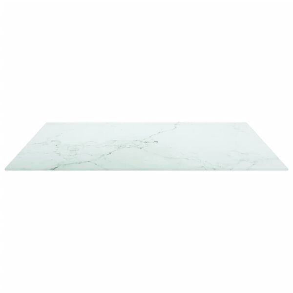 vidaXL Dessus de table blanc 80x80 cm 6 mm verre tremp&eacute; design marbre