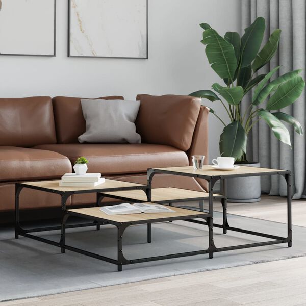 vidaXL Table basse chêne sonoma 107x107x40 cm bois d'ingénierie