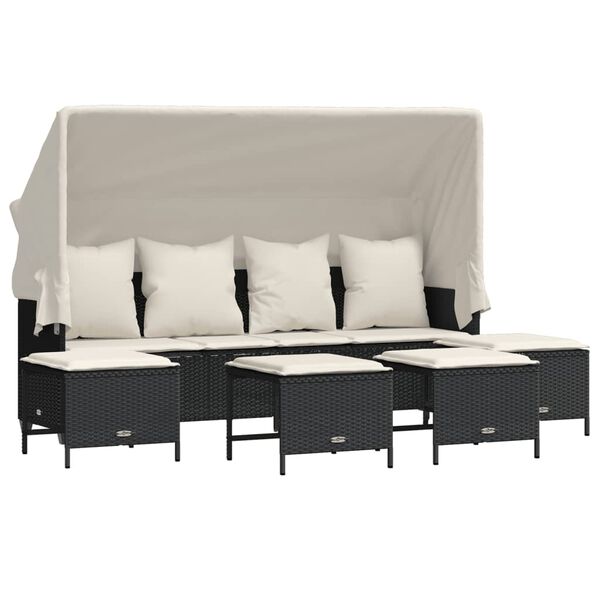 vidaXL Salon de jardin 5 pcs avec coussins noir r&eacute;sine tress&eacute;e