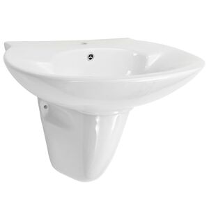 vidaXL Lavabo mural c&eacute;ramique blanc 690x520x210 mm