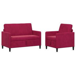 vidaXL Canap&eacute; avec rangement 2 pc Bordeaux Polyester