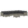 vidaXL Salon de jardin 9 pcs avec coussins Gris R&eacute;sine tress&eacute;e