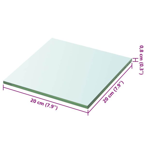 vidaXL Panneaux d'&eacute;tag&egrave;re 2 pcs Verre Transparent 20 x 20 cm