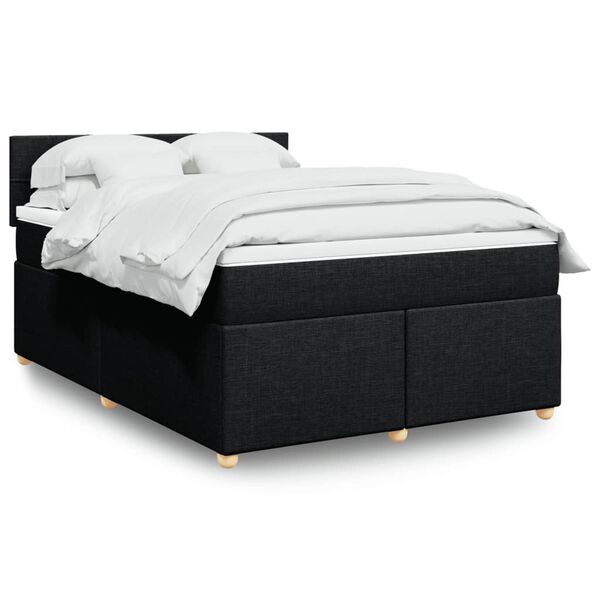 vidaXL Sommier &agrave; lattes de lit avec matelas Noir 160x200 cm Tissu