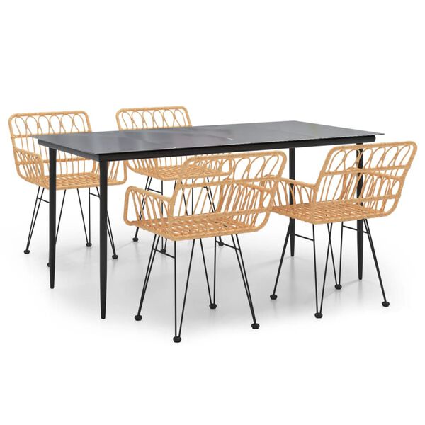 vidaXL Ensemble à manger de jardin 5pcs Résine tressée