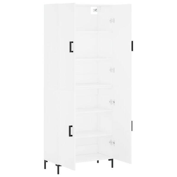 vidaXL Buffet haut Blanc 69,5x34x180 cm Bois d'ing&eacute;nierie