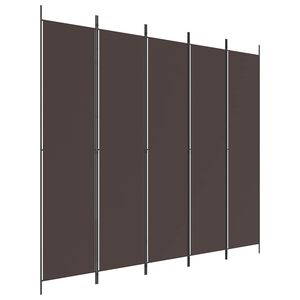 vidaXL Cloison de s&eacute;paration 5 panneaux Marron 250x220 cm Tissu