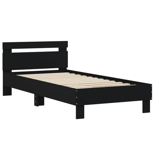 vidaXL Cadre de lit sans matelas avec t&ecirc;te de lit noir 90x200 cm