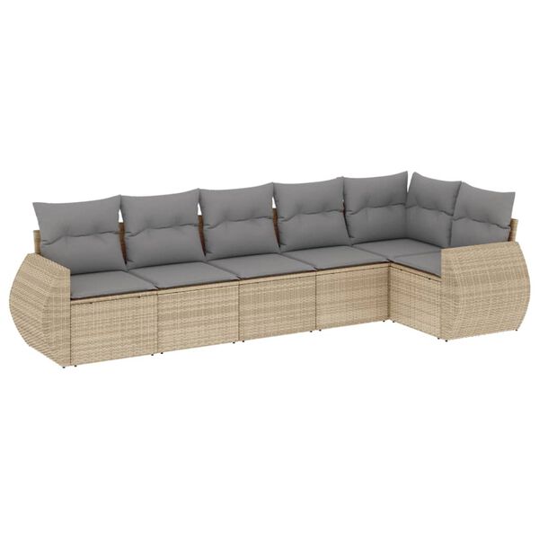vidaXL Salon de jardin avec coussins 6 pcs beige r&eacute;sine tress&eacute;e