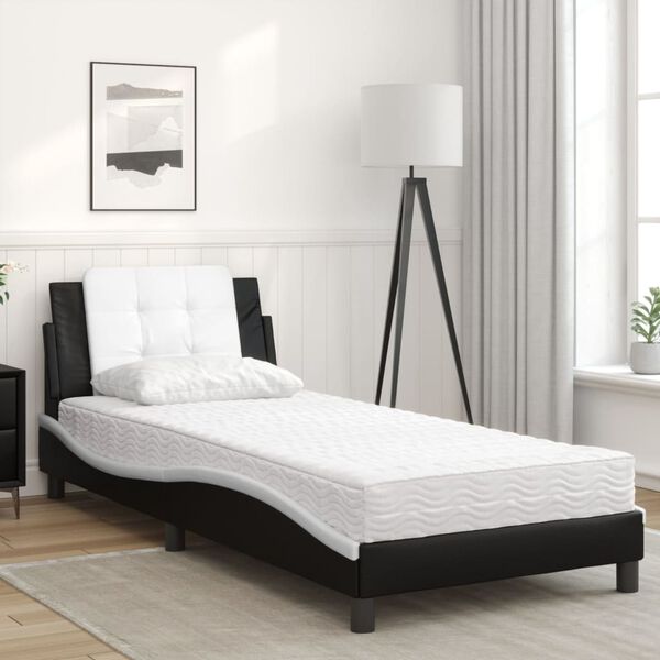 vidaXL Cadre de lit sans matelas Zadar noir et blanc 90x190 cm similicuir