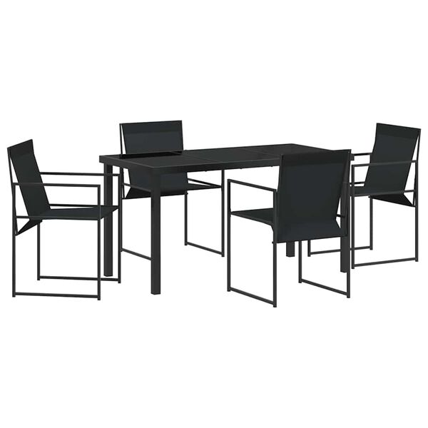 vidaXL Ensemble de salle &agrave; manger pour jardin 5 pcs Noir
