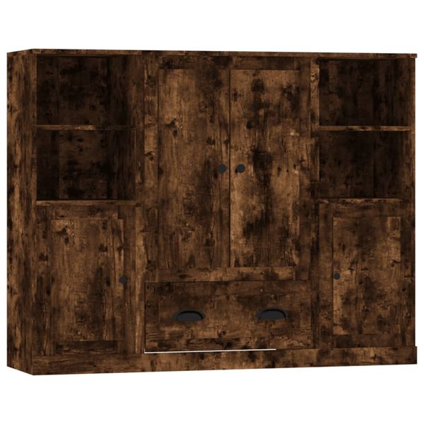 vidaXL Buffets 3 pcs ch&ecirc;ne fum&eacute; bois d'ing&eacute;nierie