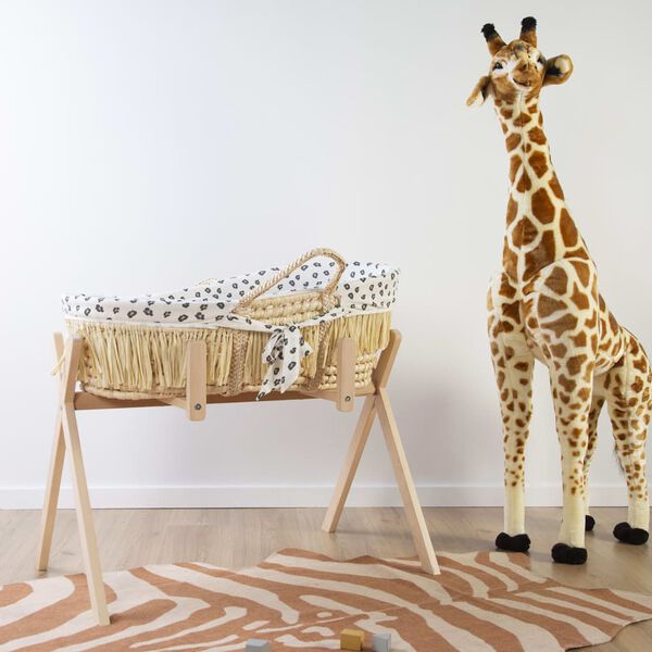 CHILDHOME Panier Mo&iuml;se raphia avec matelas et housse L&eacute;opard
