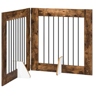 vidaXL Porte de chien pliable avec supports 2 pc Ch&ecirc;ne fum&eacute; 160,5 cm