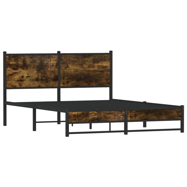 vidaXL Cadre de lit en métal sans matelas chêne fumé 140x190 cm