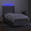 vidaXL Sommier &agrave; lattes de lit matelas LED Gris clair 80x200cm Tissu