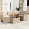 vidaXL Salon de jardin 6 pcs avec coussins beige résine tressée acacia
