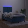 vidaXL Sommier &agrave; lattes de lit matelas et LED Bleu fonc&eacute; 120x200 cm