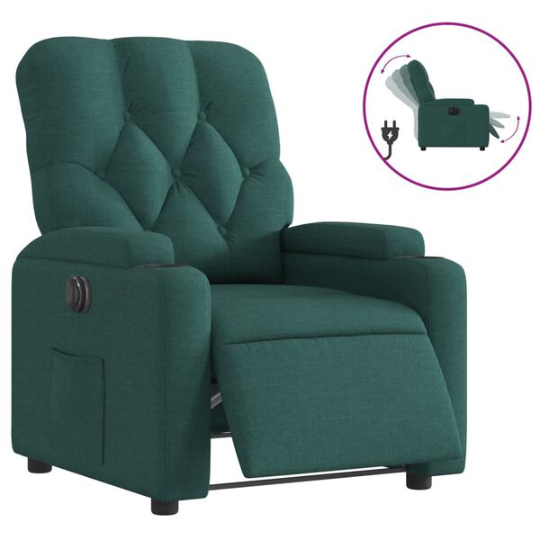 vidaXL Fauteuil inclinable &eacute;lectrique Vert fonc&eacute; Tissu