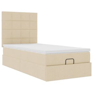 vidaXL Lit ottoman avec matelas cr&egrave;me 100x200 cm tissu