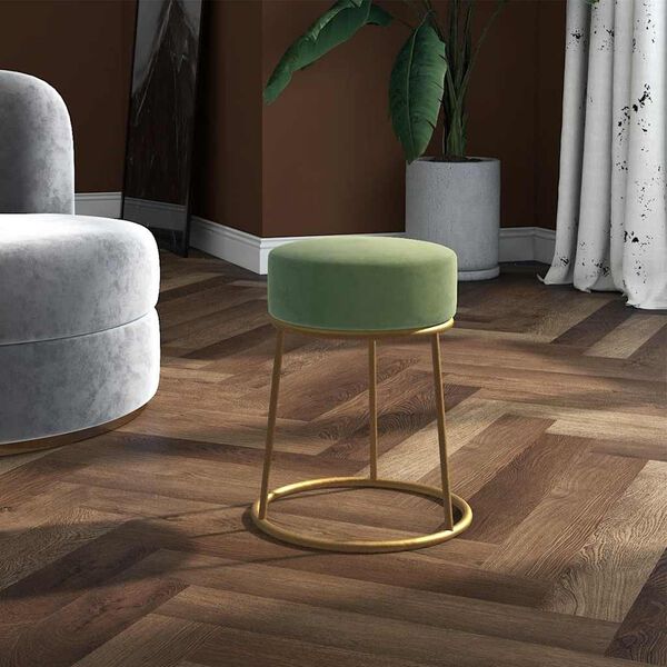 vidaXL Tabouret rond Vert moutarde Velours