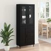 vidaXL Haut Armoire 2 pcs Ch&ecirc;ne noir Bois Agglom&eacute;r&eacute; et Verre