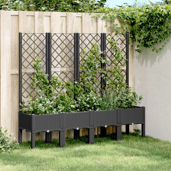 vidaXL Jardini&egrave;re avec treillis noir 160x40x142 cm PP