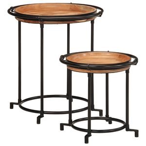 vidaXL Ensemble de table d'appoint 2 pcs bois massif d'acacia