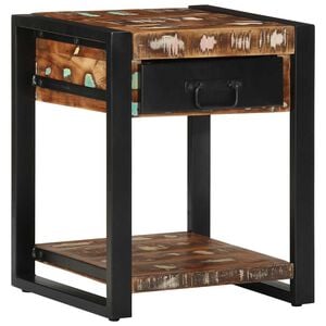 vidaXL Table d'appoint multicolore 40x40x50cm bois r&eacute;cup&eacute;ration massif