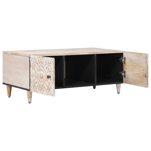 vidaXL Table basse Blanc 100 x 54 x 40 cm Bois de mangue massif