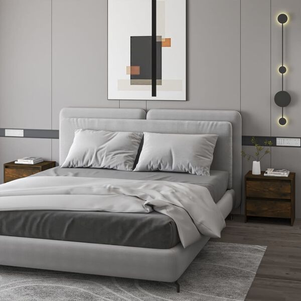 vidaXL Tables de chevet 2pcs ch&ecirc;ne fum&eacute; 45x34,5x44,5cm bois ing&eacute;nierie