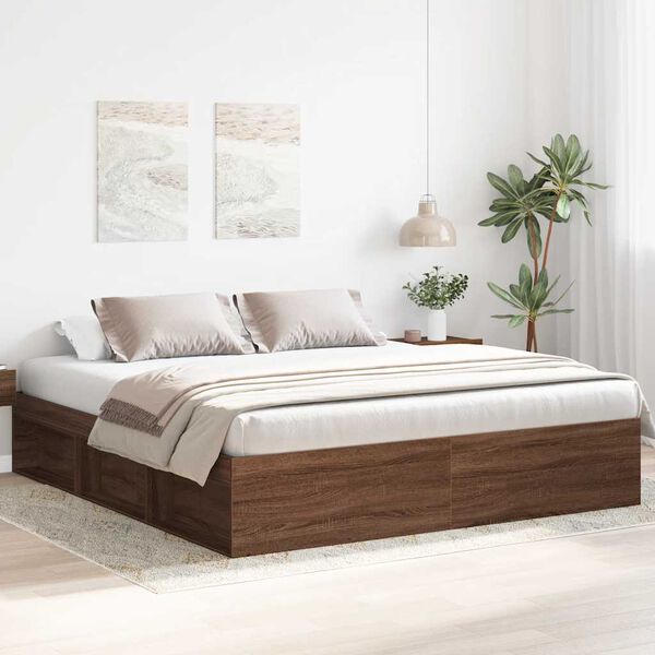 vidaXL Cadre de lit sans matelas ch&ecirc;ne marron 200x200 cm