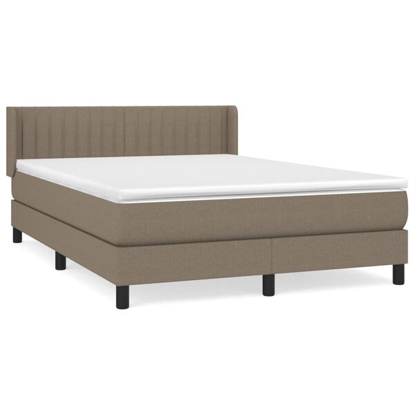 vidaXL Sommier &agrave; lattes de lit avec matelas Taupe 140x190 cm Tissu