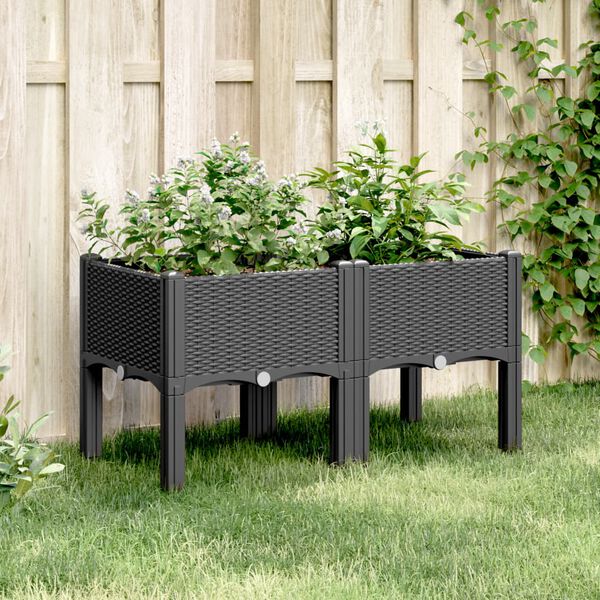 vidaXL Jardini&egrave;re avec pieds noir 80x40x42 cm PP