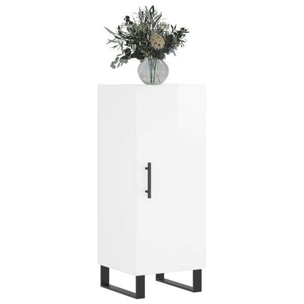 vidaXL Buffet Blanc brillant 34,5x34x90 cm Bois d'ing&eacute;nierie