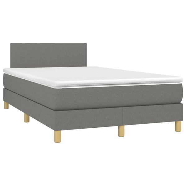 vidaXL Sommier &agrave; lattes de lit avec matelas gris fonc&eacute; 120x190cm tissu