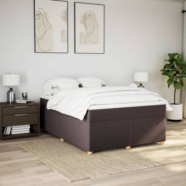 vidaXL Sommier &agrave; lattes de lit avec matelas Marron fonc&eacute; 140x190 cm