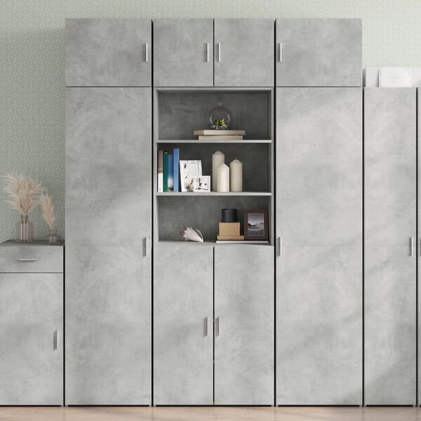 vidaXL Armoire de rangement gris b&eacute;ton 70x42,5x225cm bois d'ing&eacute;nierie