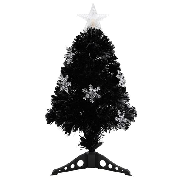 vidaXL Sapin de No&euml;l et flocons de neige LED Noir 64 cm Fibre optique