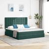 vidaXL Lit de Rangement avec matelas Vert fonc&eacute; 200 x 200 cm Velours