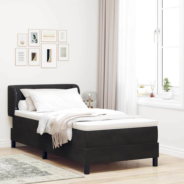 vidaXL Lit &agrave; ressorts avec matelas Noir 100 x 200 cm Velours