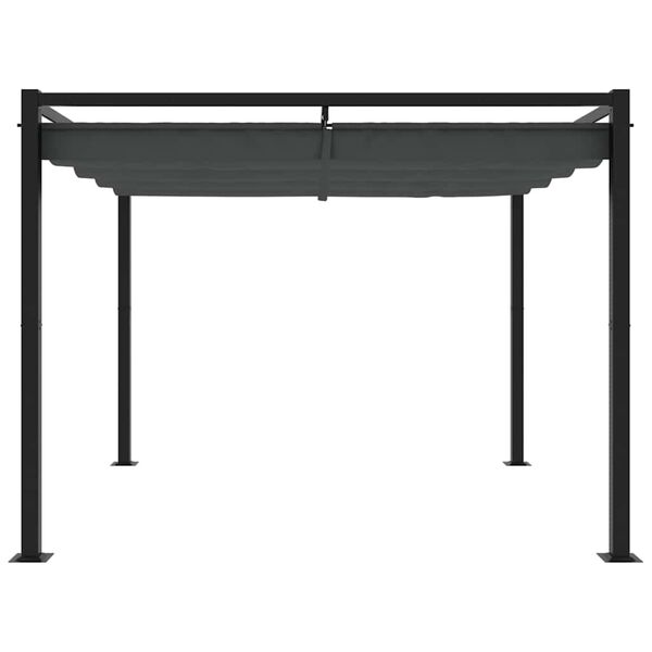 vidaXL Tonnelle de jardin avec toit rétractable anthracite 3x3 m acier