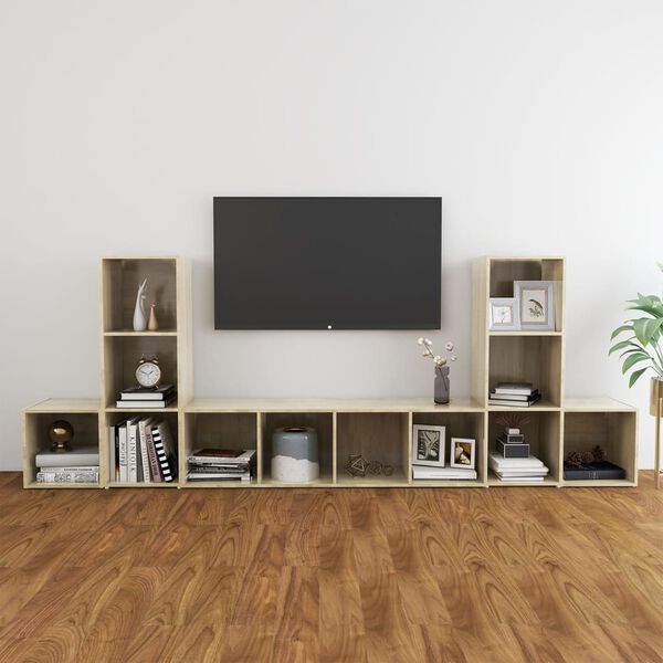 vidaXL Ensemble de meubles TV 5 pcs Ch&ecirc;ne sonoma Bois d'ing&eacute;nierie