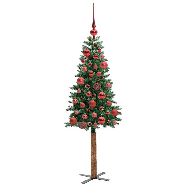 vidaXL Sapin de No&euml;l mince Vert 150 cm PVC et bois de pin massif