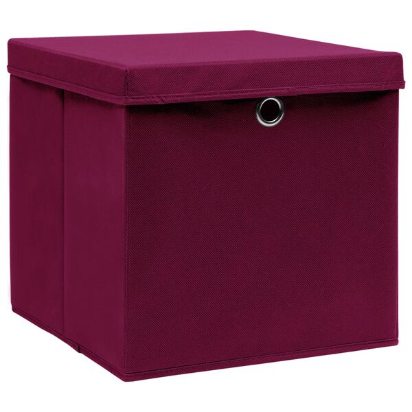 vidaXL Boîtes de rangement 10 pcs Rouge foncé 32x32x32 cm Tissu