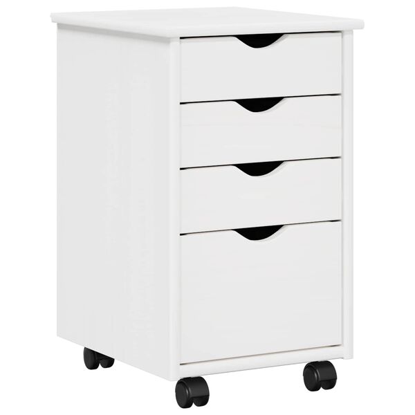 vidaXL Cabinet roulant Blanc 34 x 39 x 56 cm Bois de Pin Massif