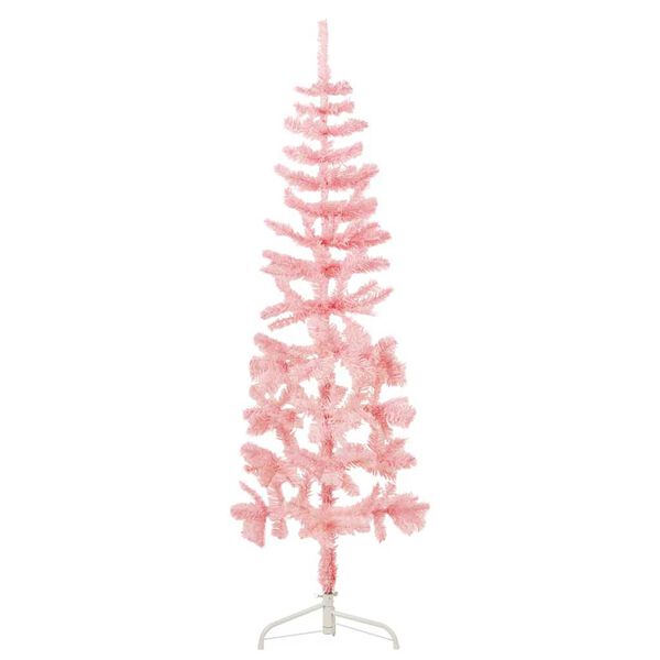 vidaXL Demi sapin de Noël artificiel mince avec support Rose 180 cm
