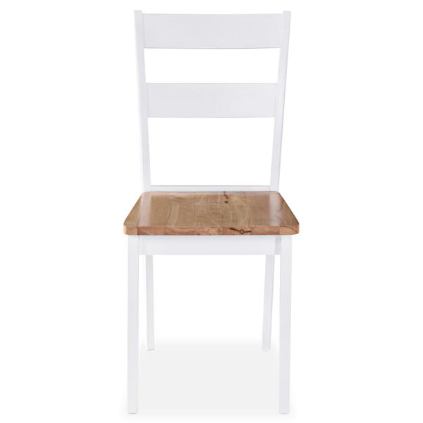 vidaXL Chaises &agrave; manger lot de 6 blanc bois d'h&eacute;v&eacute;a massif